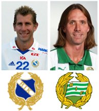 W�hrend Magnus Wislander (l.) nicht mehr aktiv eingriff, war Staffan Olsson bei Hammarby einer der ganz wichtigen Spieler.