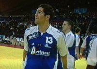 Nikola Karabatic freute sich nach dem entspannten 35:21-Sieg seiner franz�sischen Nationalmannschaft �ber die Slowakei.