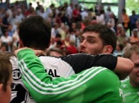 Jubel bei Nikola Karabatic und Henning Fritz nach dem Sieg.