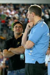 Flensburgs Hoffnungstr�ger: Ljubomir Vranjes mit Kent-Harry Andersson