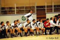 Die deutsche Bank mit Bundestrainer Heiner Brand.