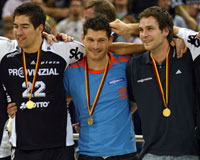 Einst gemeinsame Triple-Sieger mit dem THW, testen Nikola Karabatic, Henning Fritz und Viktor Szilagyi den  neuen Kieler Kader.