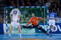 Thierry Omeyers erste Parade war gleich ein gehaltener Siebenmeter von Hans Lindberg.