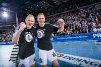 Die Ahlm-Erben Patrick Wiencek und Rene Toft Hansen freuen sich �ber ihr erstes Double.