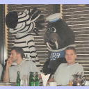 Pressekonferenz 2001: Przybecki und Andersson.