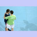 Nach dem Spiel: Die beiden Spielmacher Glenn Solberg und Stefan L�vgren im Gespr�ch.