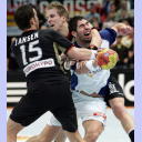 WM 2007: FRA-GER: Torsten Jansen und Roggisch gegen Karabatic.